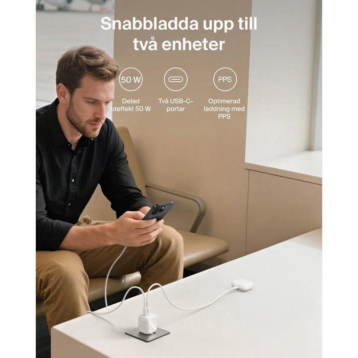 Chargeur mural Belkin WCH019KQWH Blanc 50 W