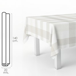 ORYX Nappe en rouleau à carreaux beige et gris 140 x 20 m