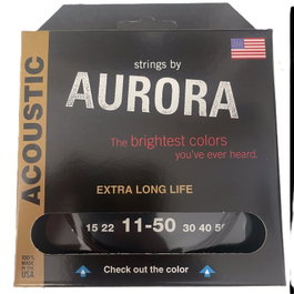 Aurora Strings Aurora Black 11-50 Cordes acoustiques coated Phos Bronze Silver Phos Bronze Made in USA