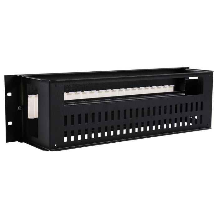 Lanview - Module de distribution électrique pour rail DIN 3U 19 pouces, couleur noir, avec barre omnibus et entrée de 380 mm