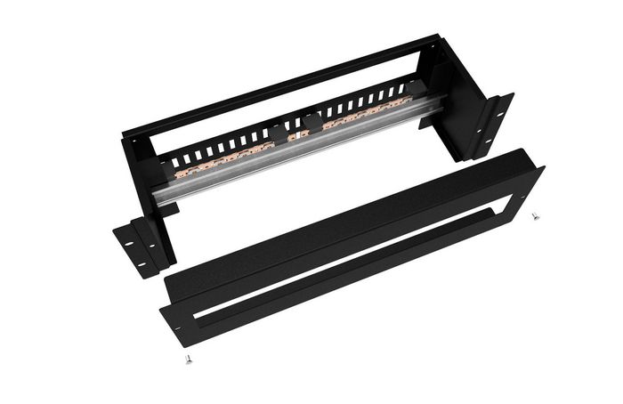 Lanview - Module de distribution électrique pour rail DIN 3U 19 pouces, couleur noir, avec barre omnibus et entrée de 380 mm