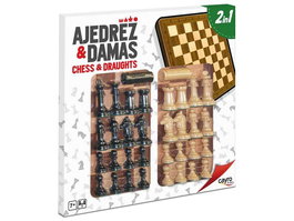 Cayro - Tablero de ajedrez y damas en bois avec accessoires - 40 x 40 cm - Jeu de société multilingue