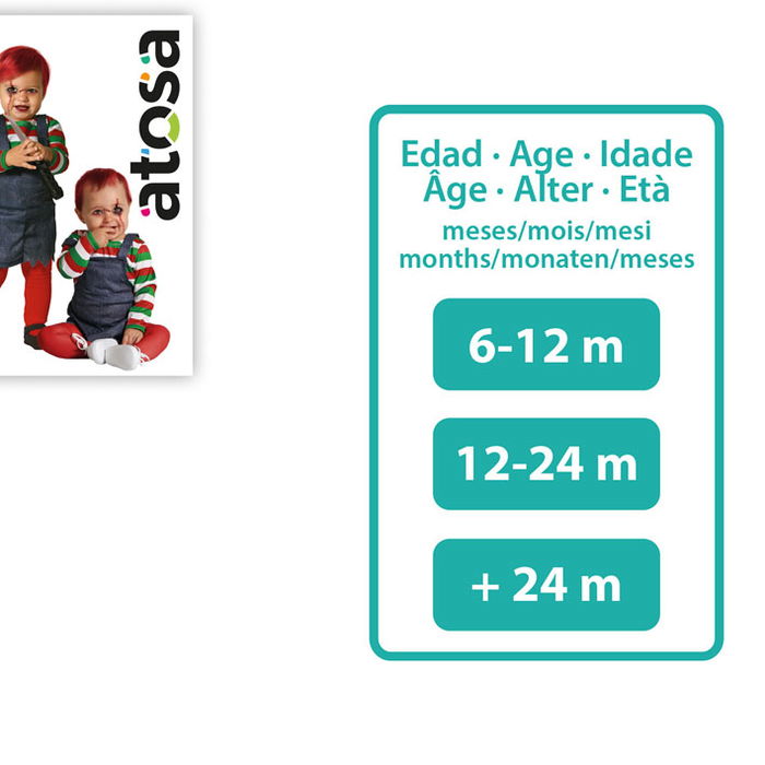 Disfraz Muñeca Sangrienta Costume pour Bébé Fille 24 Mois (Camiseta à Rayures et Salopette en Jean) - Déguisement Halloween et Carnaval