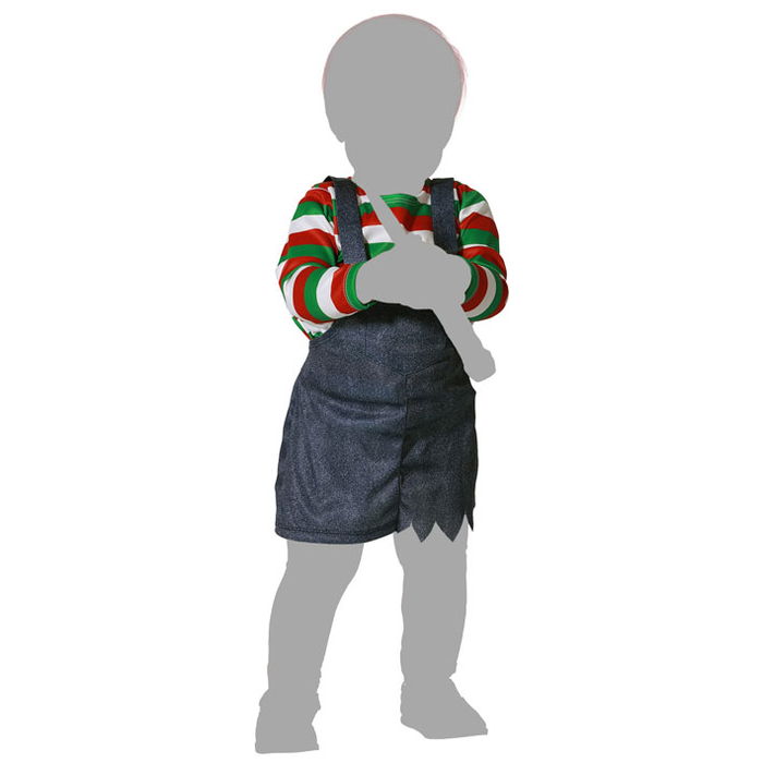 Disfraz Muñeca Sangrienta Costume pour Bébé Fille 24 Mois (Camiseta à Rayures et Salopette en Jean) - Déguisement Halloween et Carnaval