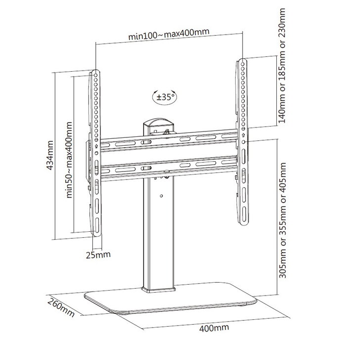 Equip 650611 Support mural VESA pour écran, noir, pour téléviseur jusqu'à 55", max 40 kg, compatibilité VESA 100x200 à 400x400 mm