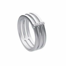 Diamonfire Anneau Argent 3 Aros Zirconia Taille 17,5 Gris