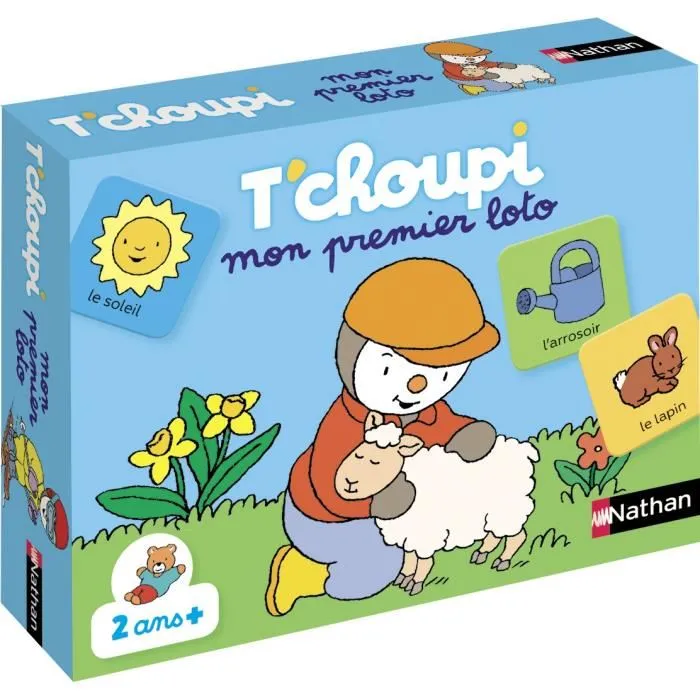 Nathan T'choupi - Mon Loto, jeu de société éducatif et mémoire pour enfants dès 2 ans avec 32 images et 4 planches (la mer, la montagne, la ferme, le jardin)