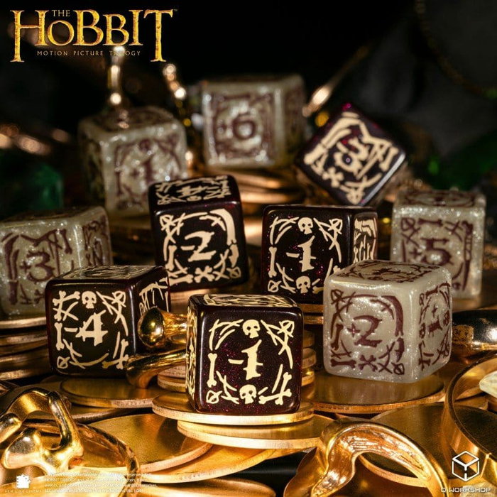 Q Workshop Le Hobbit : pack de 10 dés D6 Goblins en beige et rouge chatoyants