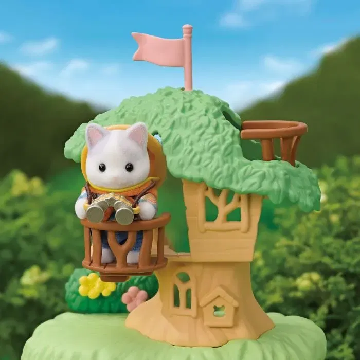 Sylvanian Families - Figurines articulées Fils et Bébé Chat Latté - Aventure en Forêt Secrète avec accessoires - Set de jeu
