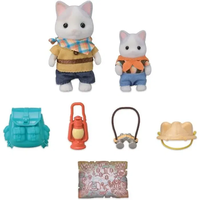 Sylvanian Families - Figurines articulées Fils et Bébé Chat Latté - Aventure en Forêt Secrète avec accessoires - Set de jeu