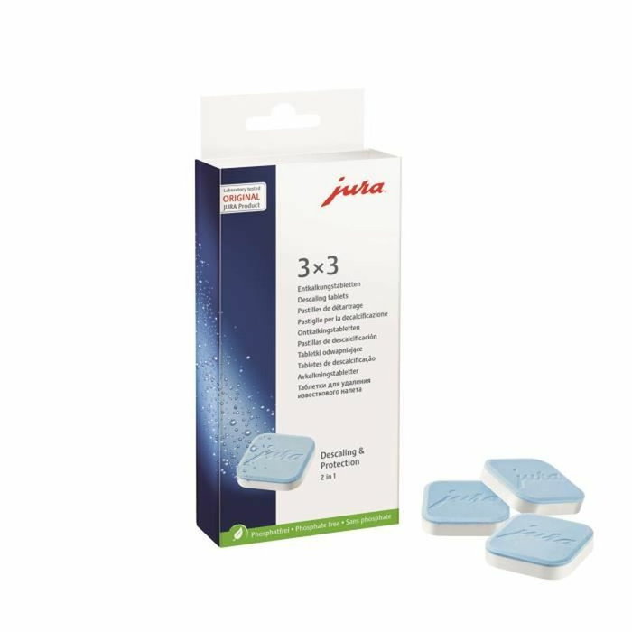 Jura Boîte de 9 Pastilles de Détartrage 2 Phases Sans Phosphates pour Machines à Café Automatiques JURA