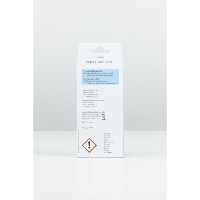 Jura Boîte de 9 Pastilles de Détartrage 2 Phases Sans Phosphates pour Machines à Café Automatiques JURA