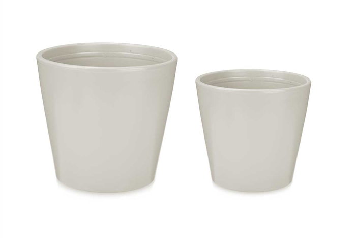 Ibergarden Lot de 2 pots côniques en céramique gris 22 et 28 cm