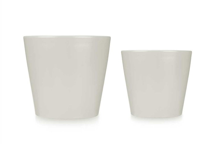 Ibergarden Lot de 2 pots côniques en céramique gris 22 et 28 cm