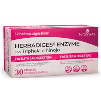 Natysal Herbadiges Enzyme - Complément alimentaire aux enzymes digestives végétales, hinojo et Triphala - 30 capsules - Format 30 Cap Natysal Herbadiges Enzyme - Complément alimentaire aux enzymes digestives végétales, hinojo et Triphala - 30 capsules - Format 30 Cap