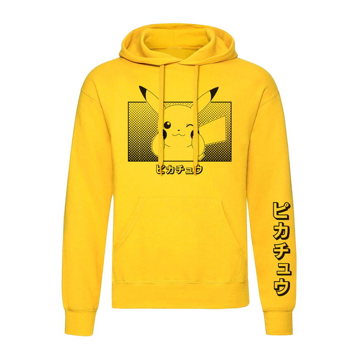 Pokémon Sweat à capuche unisex Pikachu Katakana Jaune S Pokémon Sweat à capuche unisex Pikachu Katakana Jaune S