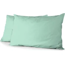 Home Linge Passion Lot de 2 Taies d'Oreiller HP72083 Microfibre 82 g Vert d'eau 50 x 70 cm, Confortable et Facile d'Entretien