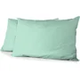 Home Linge Passion Lot de 2 Taies d'Oreiller HP72083 Microfibre 82 g Vert d'eau 50 x 70 cm, Confortable et Facile d'Entretien