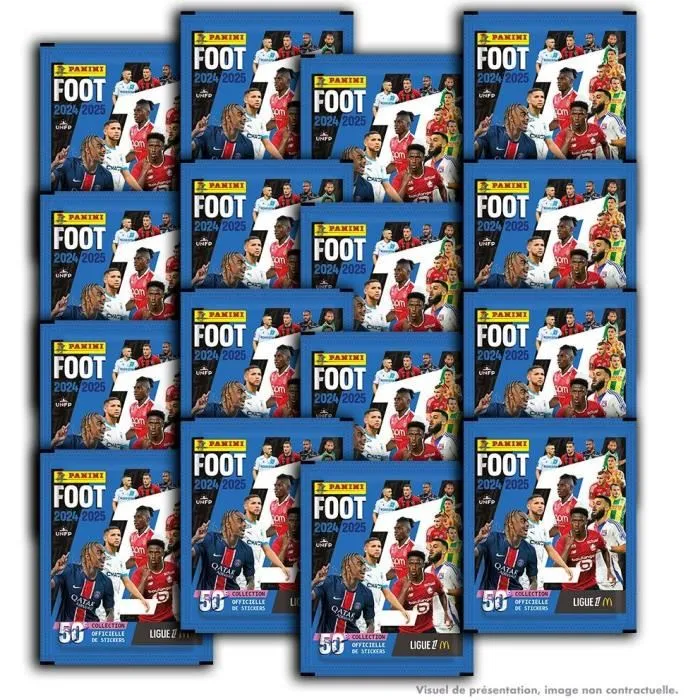 Panini - Boîte 50 Pochettes de Stickers Collection Foot Ligue 1 2024-2025 McDonald's - 350 Stickers - Collection Football