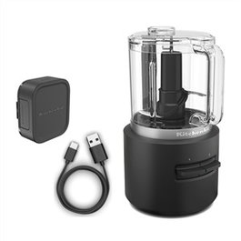 Kitchenaid PICADORA 5KFCR531BM - Picador d'aliments sans fil compact noir mat avec batterie lithium-ion 12V, bol 1,18 L sans BPA, 2 vitesses et fonction pulse