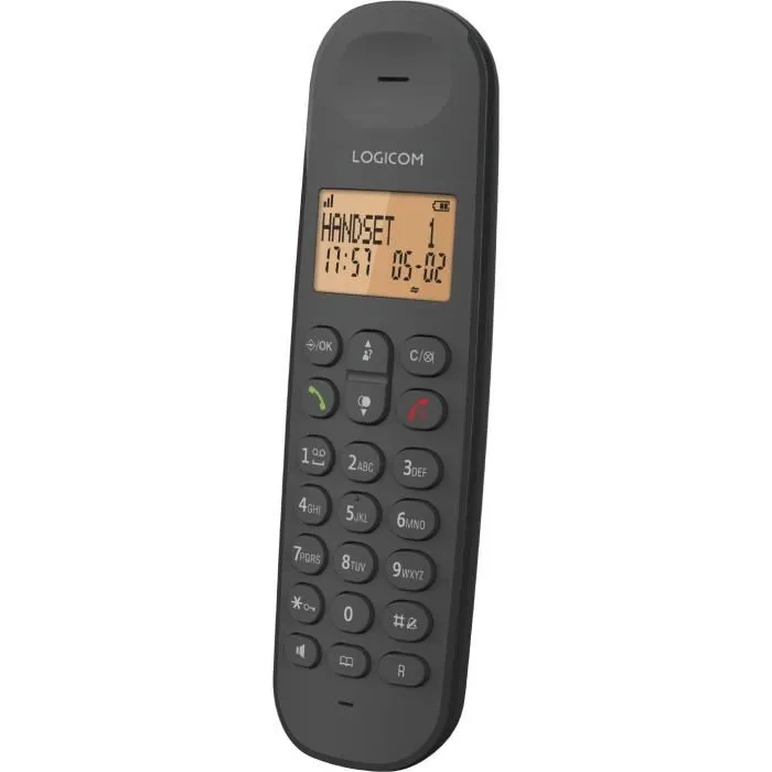 Logicom DECT ILOA 155T SOLO - Téléphone fixe sans fil noir avec répondeur