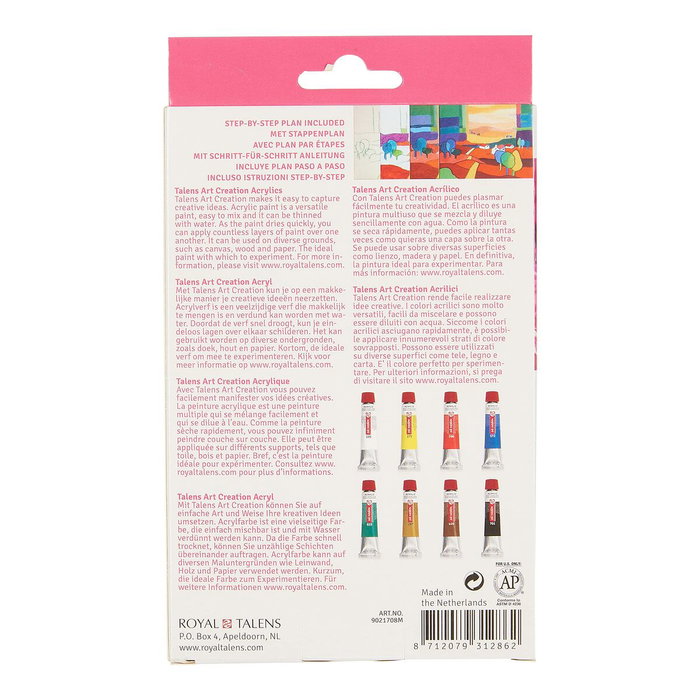 Set de peinture acrylique Talens Multicouleur 12 ml 8 Pièces Set de peinture acrylique Talens Multicouleur 12 ml 8 Pièces