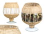 GIFTDECOR Porte-bougie Copa en verre et rotin