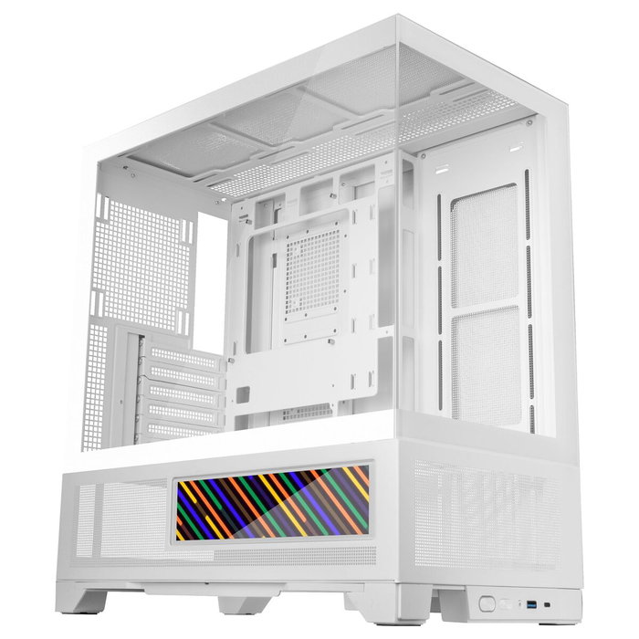 Boîtier ATX semi-tour Mars Gaming MCLCDXW Blanc
