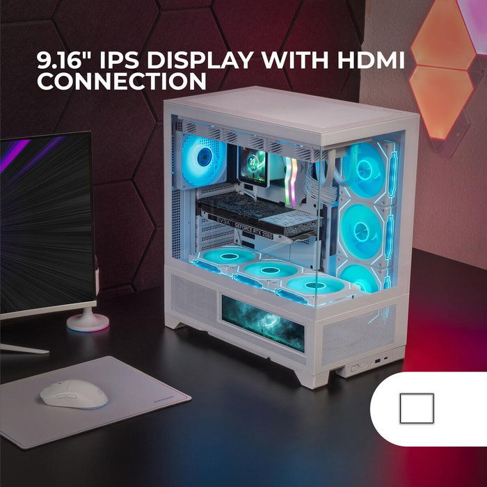 Boîtier ATX semi-tour Mars Gaming MCLCDXW Blanc