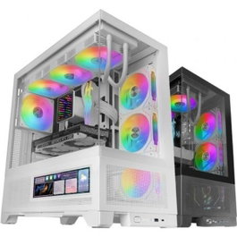 Boîtier PC Mars Gaming MCLCDX ATX Blanc, vitre trempée, LCD, GPU 425mm, 3x2.5 ou 3x3.5