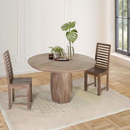 GINER Y COLOMER Table de Salle à Manger 150 cm en Bois de Mango Massif Artisanal Naturel - 150 x 150 x 78 cm