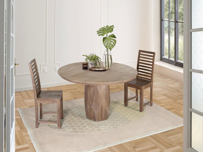 GINER Y COLOMER Table de Salle à Manger 150 cm en Bois de Mango Massif Artisanal Naturel - 150 x 150 x 78 cm