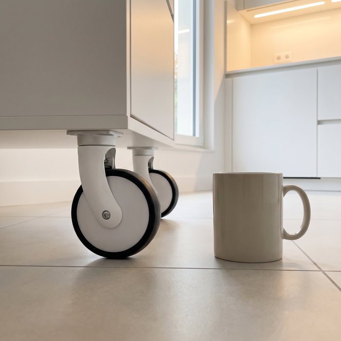 STAMPMATIC Roue pivotante GIOTTO Ø130 H185 finition aluminium RAL 9006 STAMPMATIC Roue pivotante GIOTTO Ø130 H185 finition aluminium RAL 9006