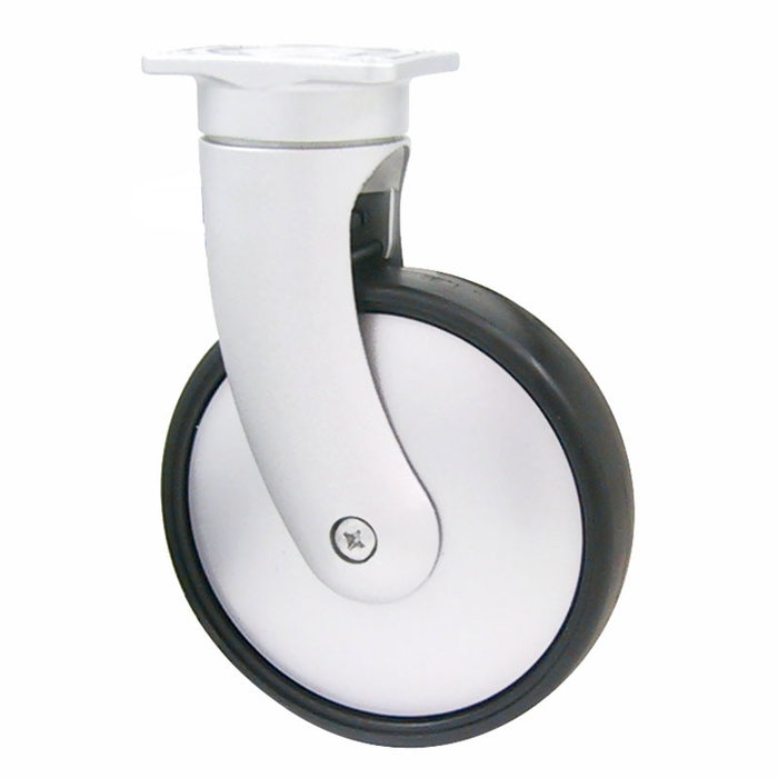 STAMPMATIC Roue pivotante GIOTTO Ø130 H185 finition aluminium RAL 9006 STAMPMATIC Roue pivotante GIOTTO Ø130 H185 finition aluminium RAL 9006