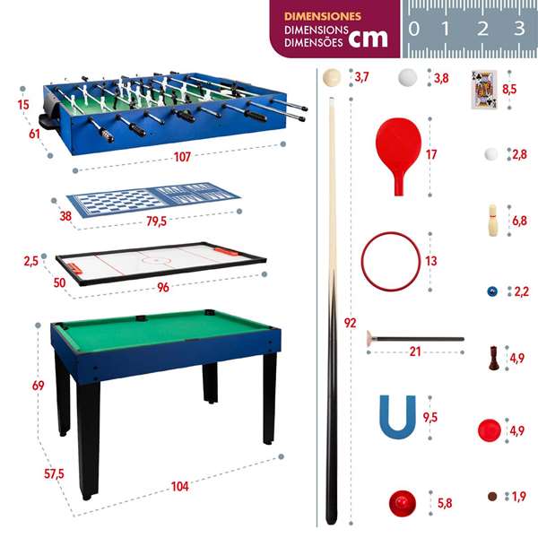 Color Baby - Table de jeux 12 en 1 en bois - Dimensions 107x61 cm - Jeux en espagnol Color Baby - Table de jeux 12 en 1 en bois - Dimensions 107x61 cm - Jeux en espagnol