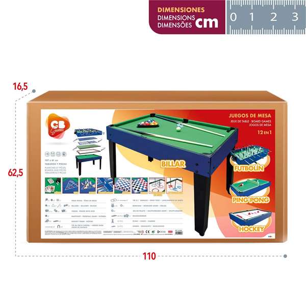 Color Baby - Table de jeux 12 en 1 en bois - Dimensions 107x61 cm - Jeux en espagnol Color Baby - Table de jeux 12 en 1 en bois - Dimensions 107x61 cm - Jeux en espagnol