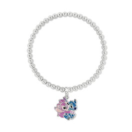 PEERS HARDY Bracelet Expansible Argenté - Collier Pendentif Disney avec Stitch et Angel en Étreinte