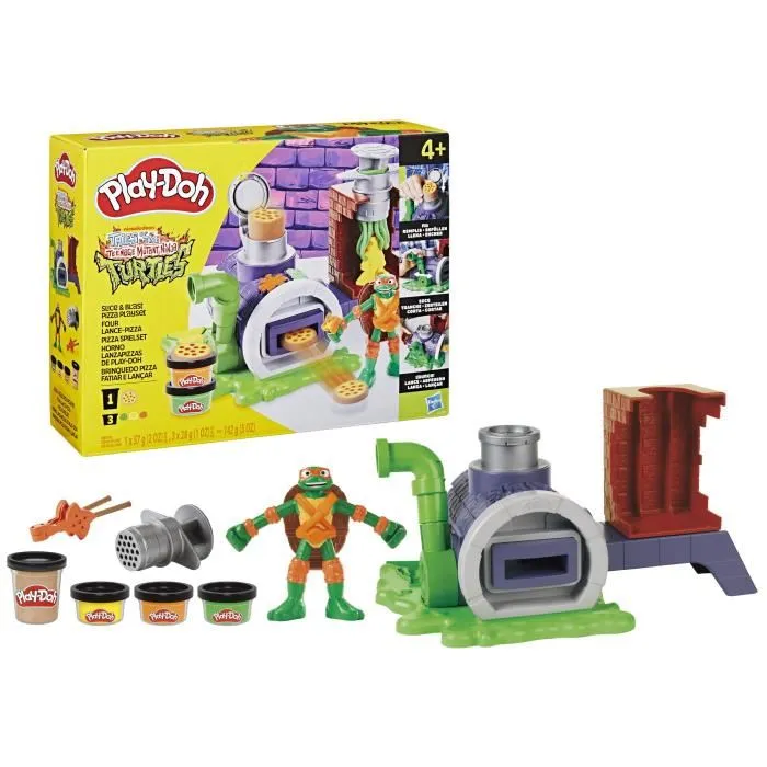 Play-Doh Coffret Tortues Ninja - Four lance-pizza avec figurine Michelangelo et accessoires en pâte à modeler pour enfants à partir de 4 ans Play-Doh Coffret Tortues Ninja - Four lance-pizza avec figurine Michelangelo et accessoires en pâte à modeler pour enfants à partir de 4 ans