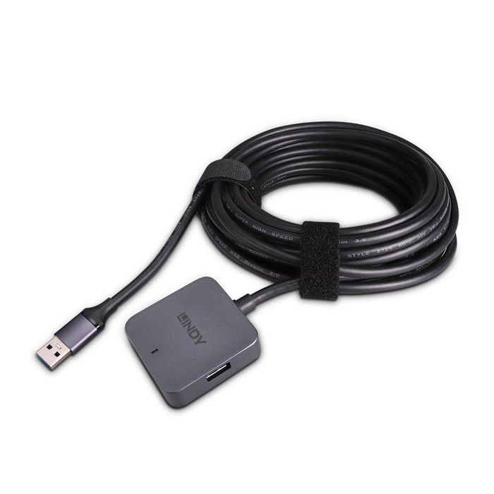 Lindy Hub USB 3.0 Actif avec Câble de 5m - 4 Ports (2x USB Type-A et 2x USB Type-C) pour Extension et Connectivité