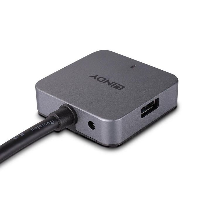 Lindy Hub USB 3.0 Actif avec Câble de 5m - 4 Ports (2x USB Type-A et 2x USB Type-C) pour Extension et Connectivité