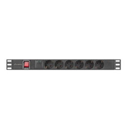 Lanberg Reglette 19" 1U 6 Prises 16A Aluminium Rack 19 Pouces 2m Câble