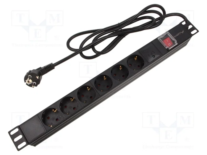 LANBERG PDU-06F-0200 Reglette Parafoudre 6 Prises Schuko 1U Noir LANBERG PDU-06F-0200 Reglette Parafoudre 6 Prises Schuko 1U Noir
