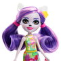 Enchantimals Poupée Lorinda Lemur avec 3 Figurines Lémures et Jouet Animal Ringer - Jeu de Plage Sunshine Island - À Partir de 4 Ans - Réf. Hrx86 Mattel