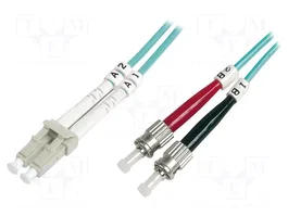 DIGITUS Cordon de raccordement en fibre optique OM3 duplex LC/UPC vers ST/UPC 1m