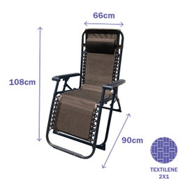 Marbueno Transat Pliable Gravité Zéro Marron