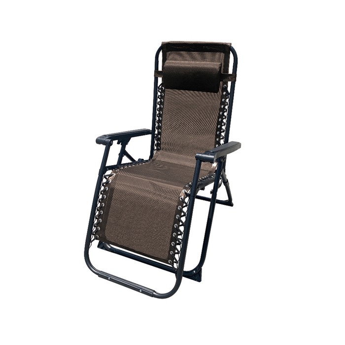 Marbueno 10007 Transat Pliable en Acier avec Coussin Jardin et Piscine 90x66x108 cm Gravit Zéro Marron