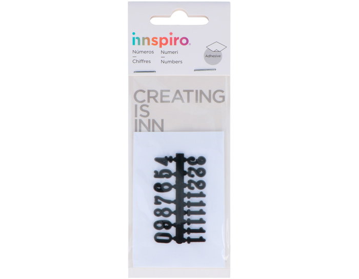 Innspiro Chiffres Arabes Adhésifs en Plastique Noir 10mm
