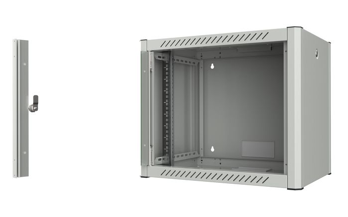 Lanview Armoire Rack Logon 9U 19" Murale avec Porte en Verre Trempé - Dimensions 600 x 450 x 506 mm, RAL7035, pour Rack Serveur et Équipement Réseau