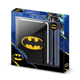 Karactermania - Coffret cadeau journal avec stylo Batman Batsignal en cuir PU - 100 pages, fermeture élastique - Dimensions 23.2 x 22.4 x 2.2 cm