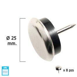 MAURER Patin métal caoutchouc clair Ø25 (blister 8 unités)